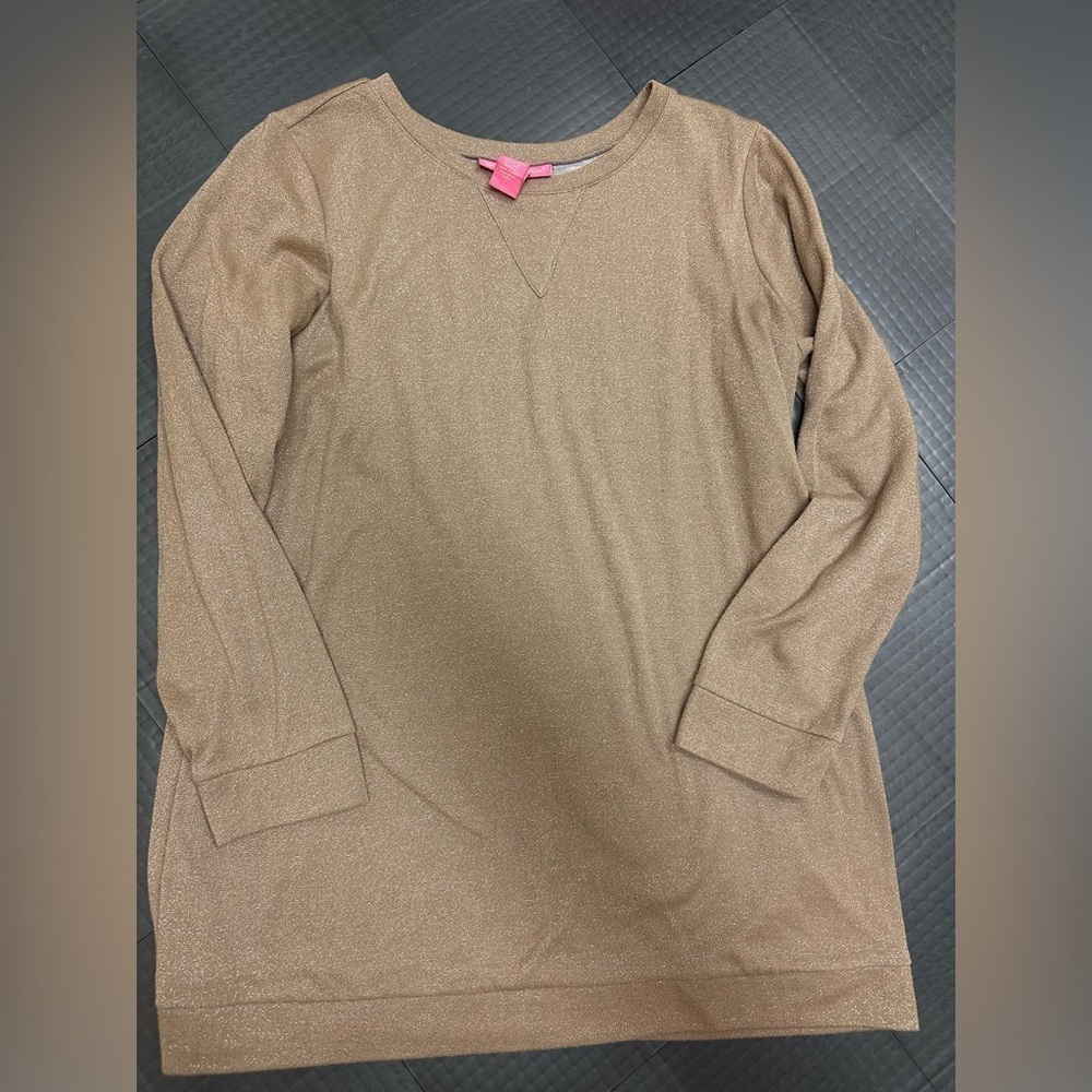 WOMAN WITHIN WOMENS GOLD SHIMMERING SWEATSHIRT SIZE MEDIUM